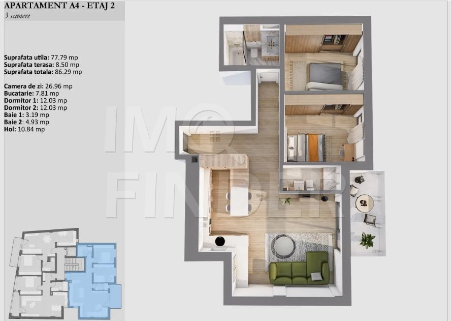 IMOBIL PREMIUM - Apartamente 3 camere , imobil nou , Centru - Poză 2