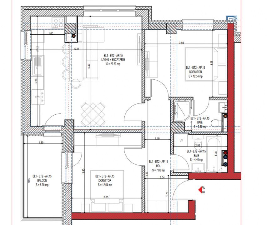 Apartament 3 camere, etaj intermediar, ansamblu nou Calea Surii Mici - Poză 13