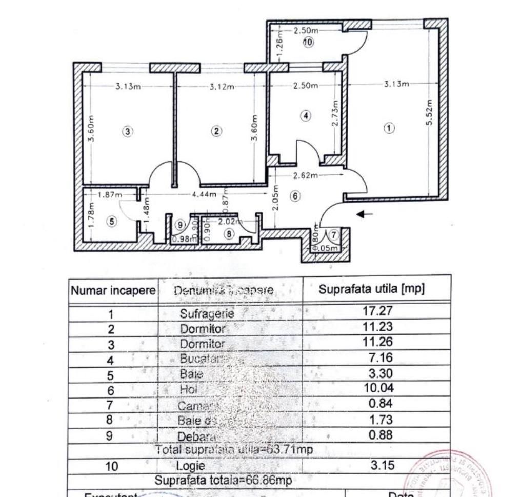 APARTAMENT 3 CAMERE RENOVAT COMPLET 2024 | ETAJ INTERMEDIAR | ZONA BABA NOVAC - Schiță 9