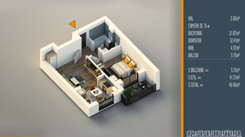 Oferta Lansare 2 camere tip studio proiect nou Pallady - Schiță 10