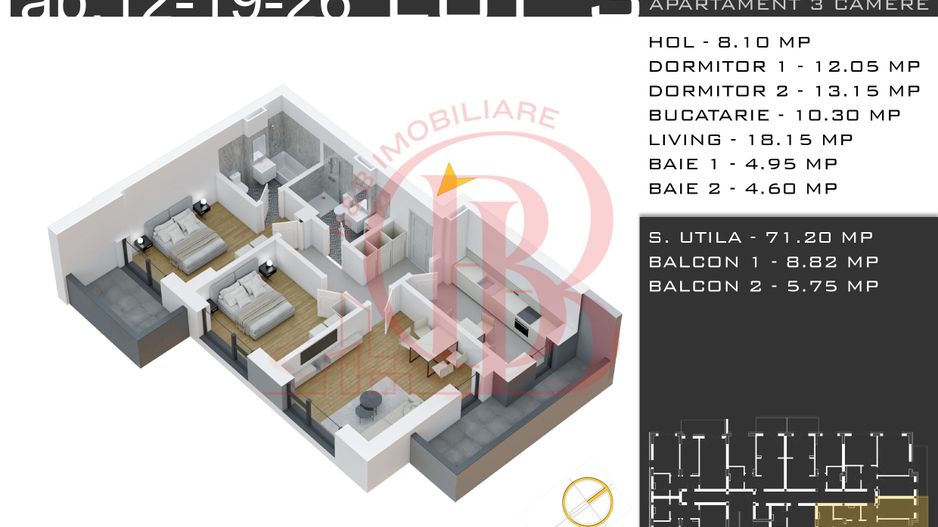 Oferta Parcare -Theodor Pallady-3 camere-Decomandat - Schiță 1