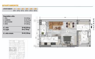 Garsoniera 43.35 mp – Comision 0, zona Grand Arena Mall, Sector 4 - Schiță 6