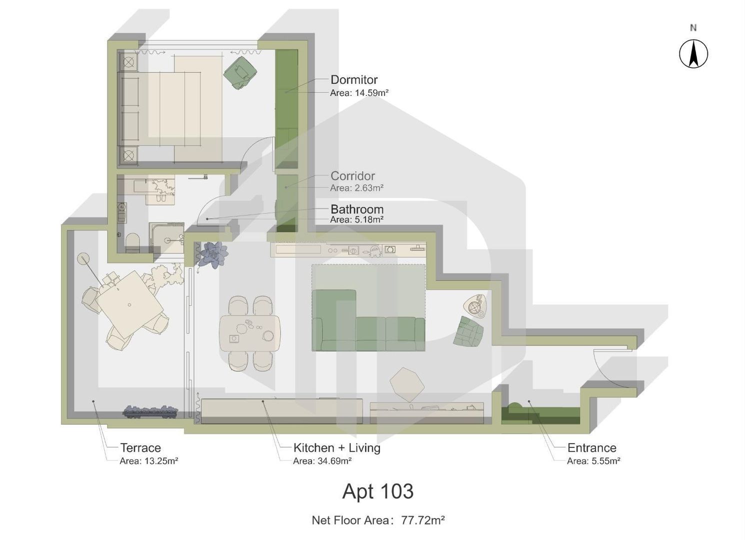 Apartament 2 camere cu terasa 13 mp - Predare la cheie - Poză 4