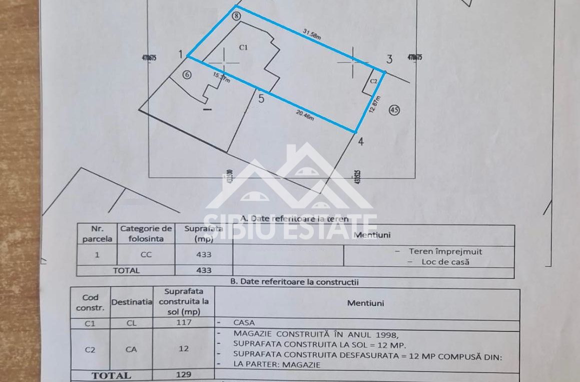Oportunitate Investiție: Casă cu Teren 450 mp – Zona Terezian, Sibiu - Schiță 1