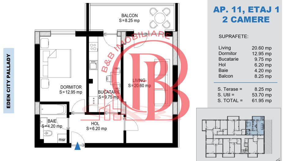 Apartament 2 camere Theodor Pallady Metrou Nicolae Teclu - Schiță 2