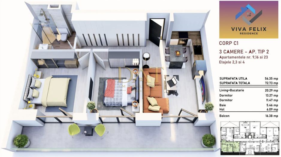 3 camere, finisat, parcare inclusa, VIVA FELIX RESIDENCE - Poză 8