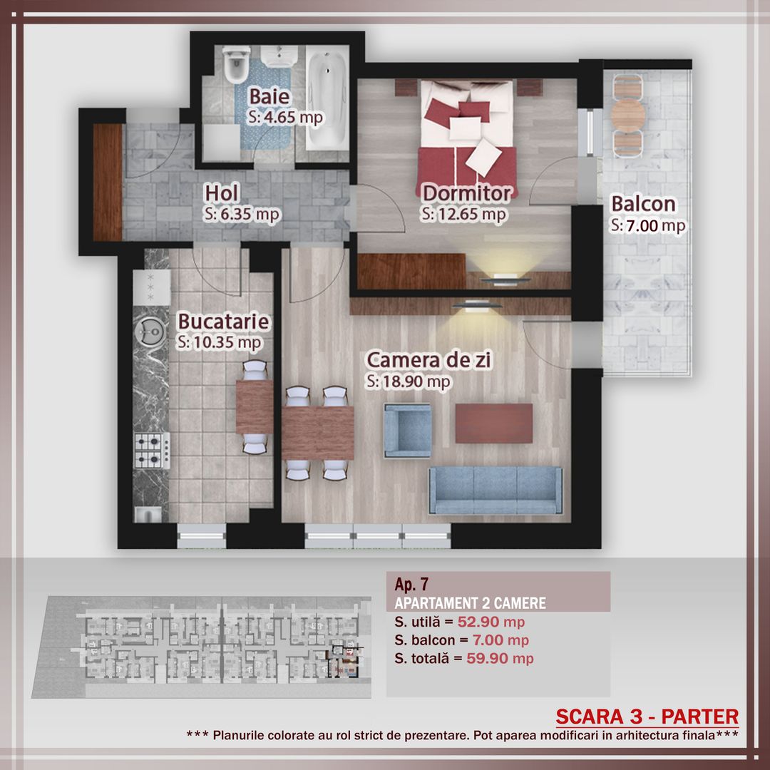 2 camere decomandat parcare bonus  -oferta lansare proiect Pallady - Schiță 1