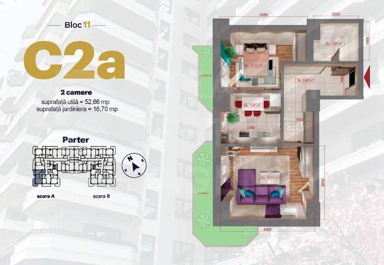 Apartament cu 2 camere, de tip C2 - Royal Town Copou - Poză 1