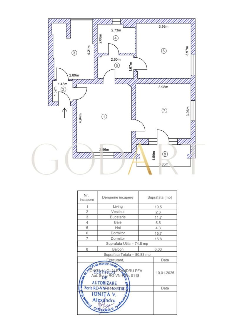 Apartament 3 camere |terasă si curte în Dorobanți Capitale - Schiță 20