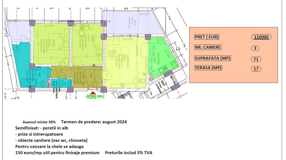 Apartament 3 camere de vânzare | Zona Cireșica-Sibiu - Poză 3