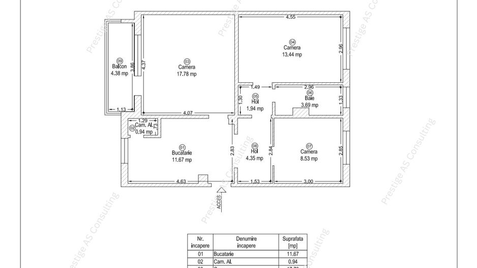 Apartament 3 camere Lift | Calea Sagului 62 mp | Etaj 3 - Schiță 15