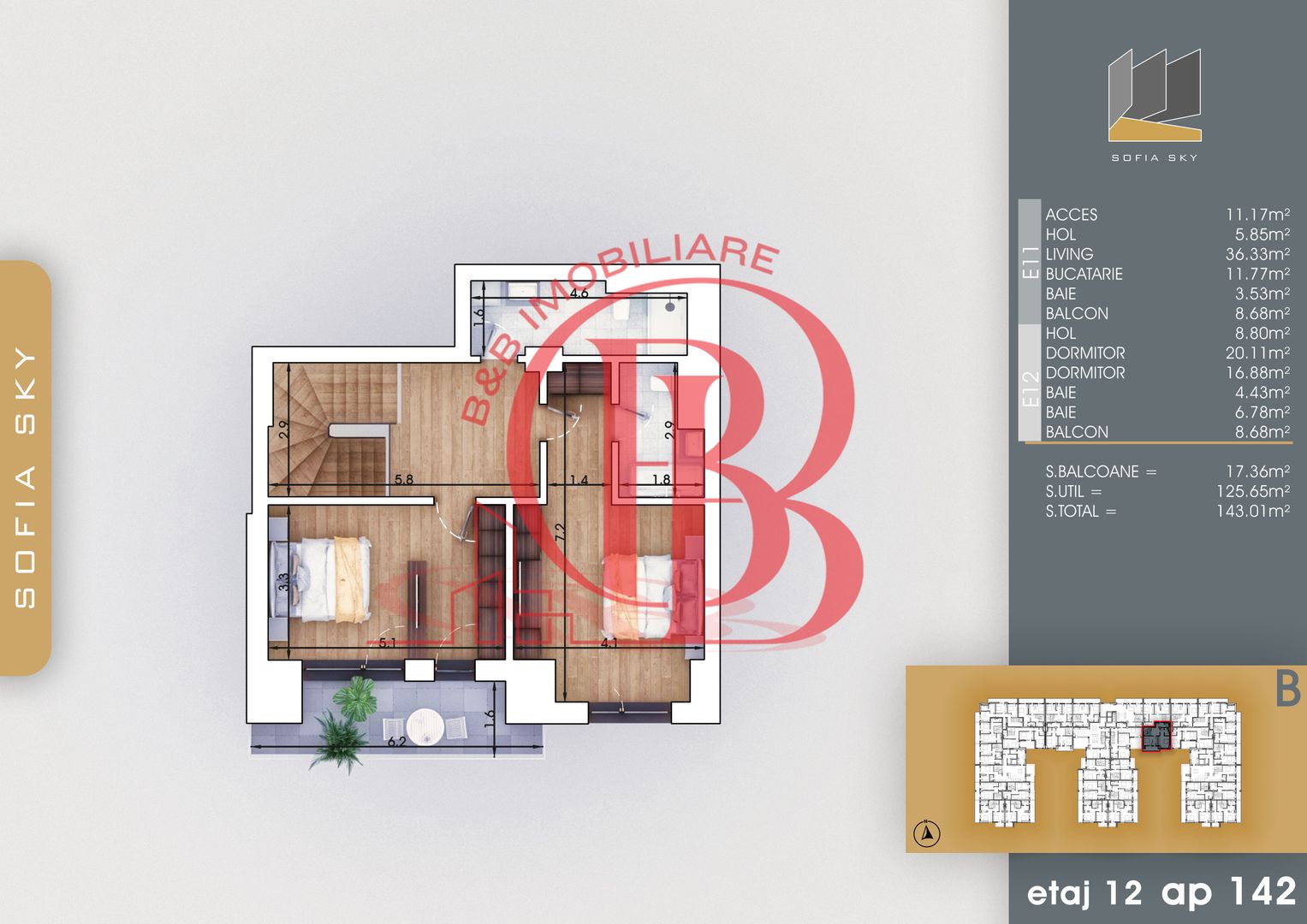 3 camere tip Duplex Living 36mp Mutare Rapida 7min metrou - Schiță 5