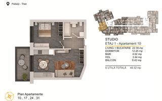 Th. Pallady-Apartament 2 camere Studio Loc de parcare Bonus - Schiță 2