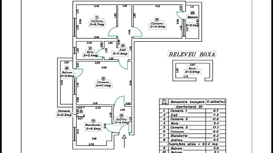 Apartament cu 3 camere de vanzare Central, Oradea. - Schiță 15