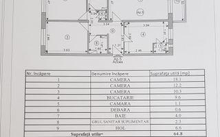 Apartament decomandat cu 3 camere in Centrul Civic, strada Mihai Viteazul - Schiță 24