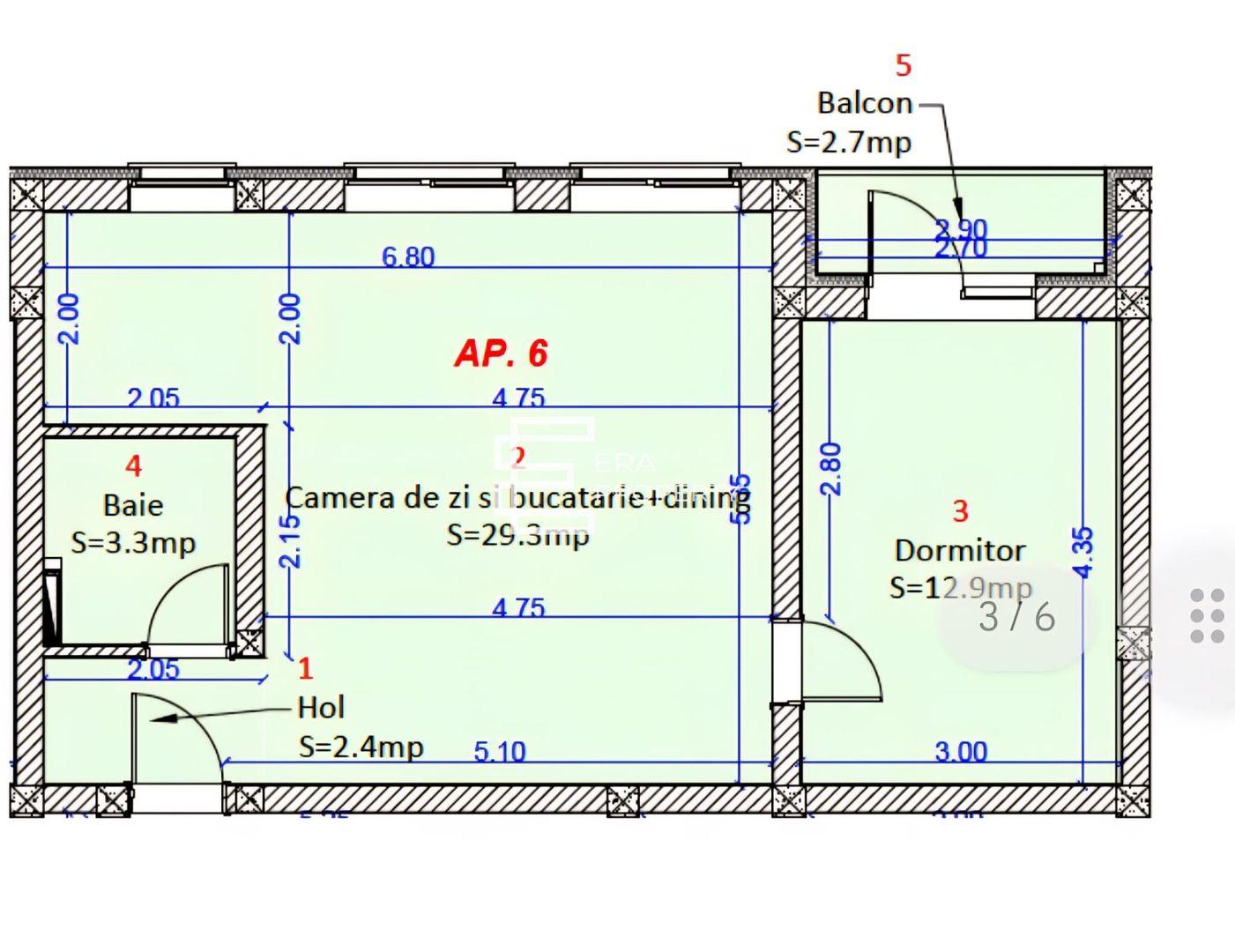 Apartament 2 camere -intabulat - Selimbar zona Shopping City - Schiță 11