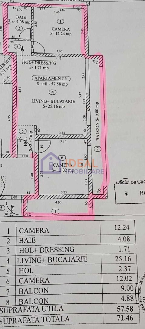 Apartament cu 3 camere si 2 balcoane, in Cartierul Arhitectilor - Schiță 9