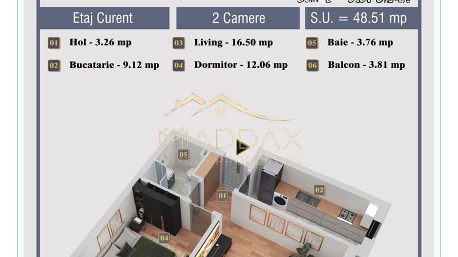 Apartament 2 Camere Chiajna-Eficienta & Confort de la 52.000e Tva Inclus - Poză 14