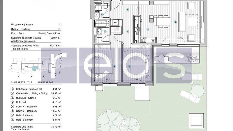 VANZARE 3 CAMERE | CURTE 88 MP | MOBILAT SI UTILAT LUX | STRAULESTI | - Poză 35