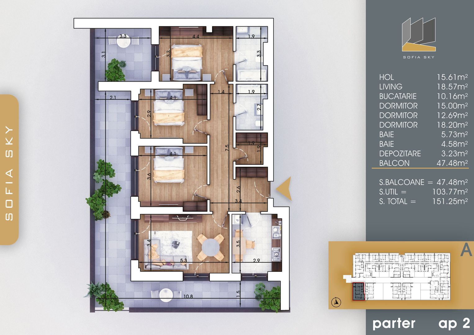 4 camere spatios cu terasa  Titan Pallady  7 min Metrou Nicolae Teclu - Schiță 2