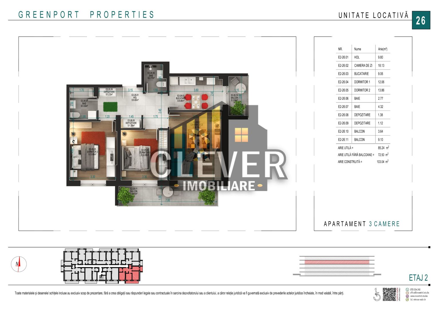 3 camere Finalizat | Încălzire pardoseală | Pallady - Poză 5
