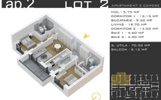 Apartament nou 3 camere 80 mp, Promo Parcare - Pallady - Schiță 14