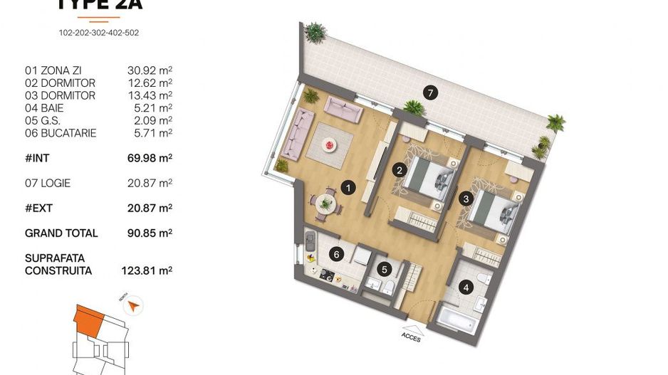 Tomis Plus - Celine Elegance - Vânzare apartament cu 3 camere, etaj 3. - Poză 3