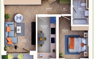 COMISION 0%.  Etaj 1 . Decomandat. Loc de parcare inclus - Schiță 7