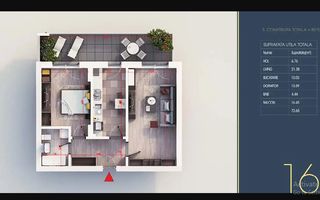 2 camere, nou , finalizat,Incalzere Pardoseala,Titan-Pallady - Schiță 3