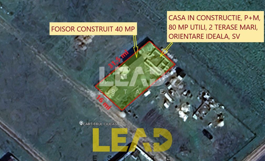 Comision 0%, Casa in constructie P+M, 80 mp utili, cu foisor si teren 504 mp - Poză 1