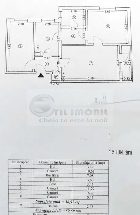 Ap 3 camere – 59,60 mp – zona Tudor 110.000 € - Poză 5