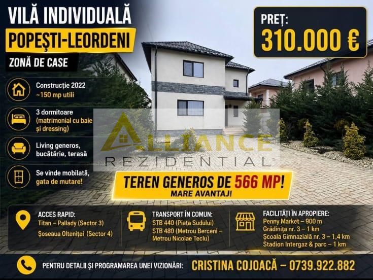 Vila Individuala 566 mp Popesti Mobilata si Utilata - Poză 1