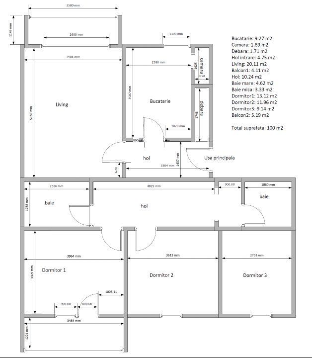 Steaua | 4 Camere | Decomandat | Etaj Intermediar | Centrala proprie - Schiță 11