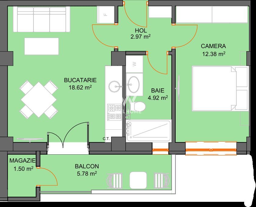 Apartament cu 2 camere si avans doar 5% - zona Doamna Stanca - Sibiu - Schiță 5