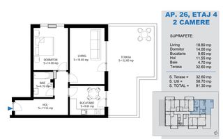 Ansamablu premium Penthouse Decomandat Metrou Teclu Pallady titan Ikea - Schiță 8
