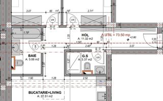 Apartament 3 camere, 73,5 mp utili, 2 băi, 2 balcoane, parcare, Doamna Stanca - Schiță 12