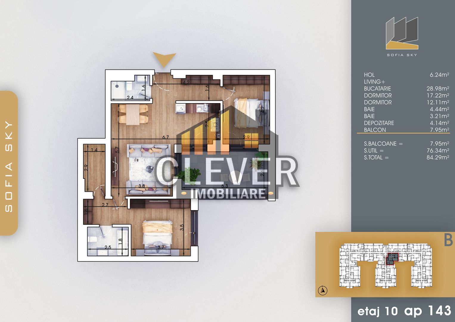 Apartament 3 camere Theodor Pallady 700 m Metrou Teclu - Schiță 6