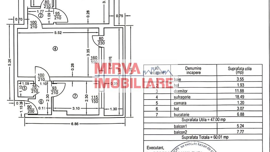 2 camere de vânzare în Republicii – 2 balcoane, mobilat și utilat - Schiță 25
