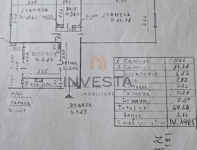 Apartament cu 2 camere decomandate, Etaj intermediar, Intre Lacuri - Schiță 3