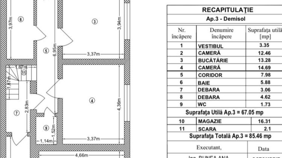 Inchiriere apartament 3 camere demisol inalt - Cașin - Poză 6