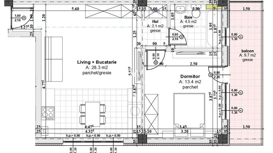 Apartament 2 camere, 72,5 mp LA CHEIE,Arhitectilor, Sibiu - Schiță 8