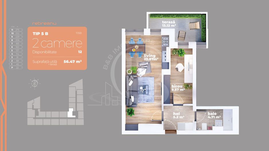 Apartament 2 camere Auchan Titan-Liviu Rebreanu - Schiță 2