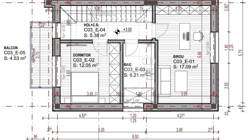 Vilă Triplex 4 Cam Arhitectură Modernă- Grădină Individuală -Panouri solare - Schiță 10