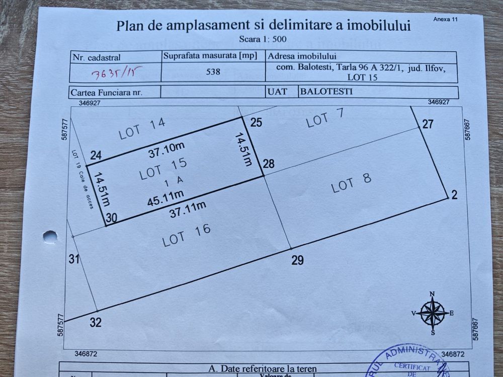 Teren Intravilan 538 mp -Balotesti - Poză 2