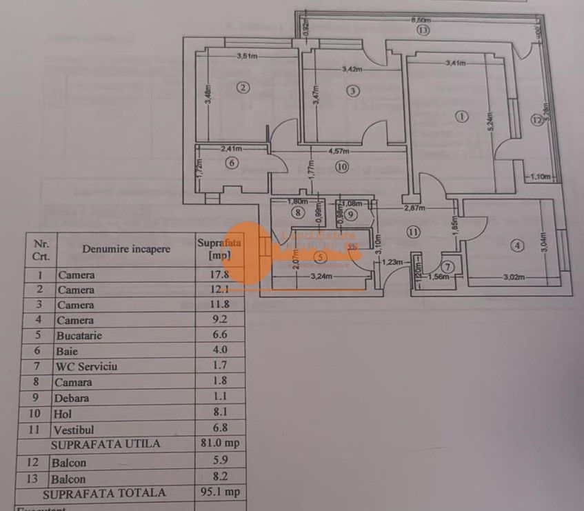 Apartament 4 camere  Parcul Morarilor - Spitalul Sf. Pantelimon - Schiță 9