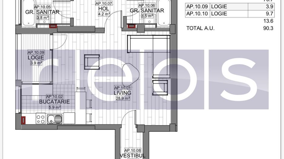 VANZARE APARTAMENT 3 CAMERE | LIZEANU | BLOC NOU | PARCARE | TERASA - Schiță 25