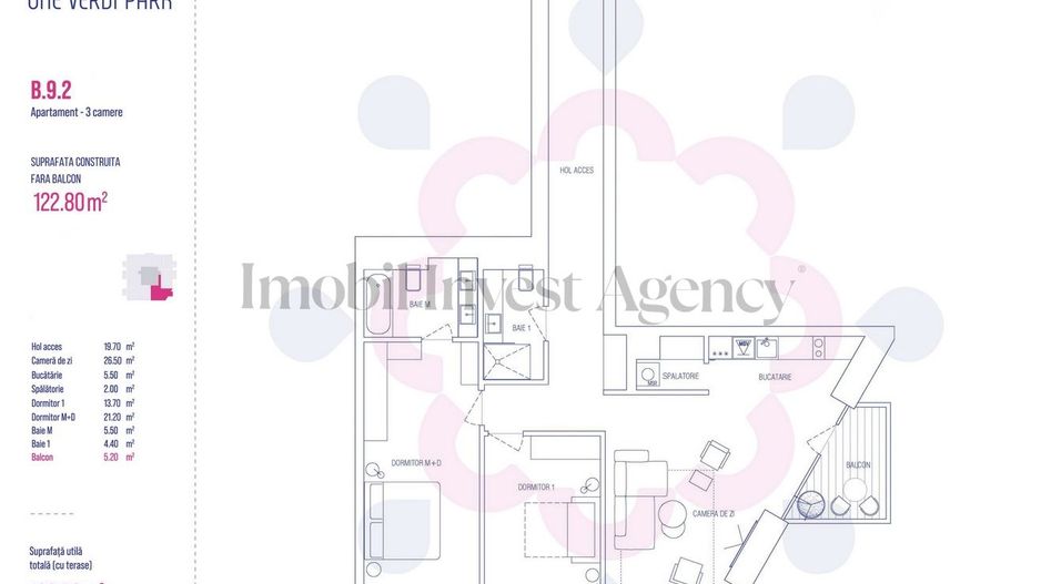 Apartament 3 camere de vanzare One Verdi Park - Schiță 20