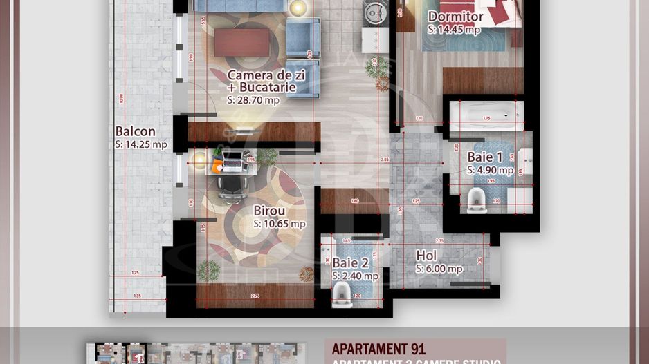 Apartament 3 camere   Titan Pallady Metrou Nicolae Teclu - Schiță 3
