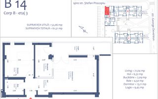 Apartament  2 cam-parcare subterana, British School - Schiță 13