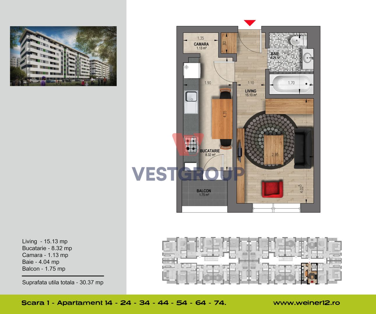 Apartament 2 Camere Weiner Residence Militari Direct Dezvoltator - Poză 3